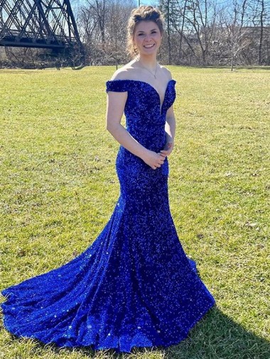 Velvet Sequin Sweep Train Sleeveless Prom Dress Cairns