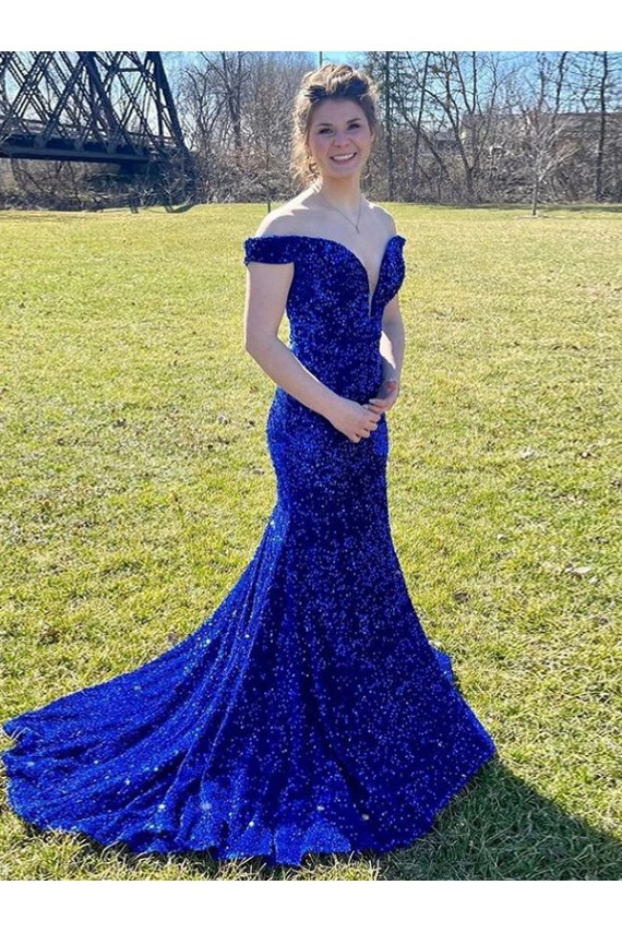 Velvet Sequin Sweep Train Sleeveless Prom Dress Cairns