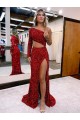Velvet Sequin Mermaid Sweep Train Long Sleeves Velvet Sequin Evening Dress Cairns