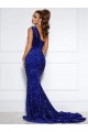 Velvet Sequin Mermaid Court Train Sleeveless Prom Dress / Evening Dress Cairns