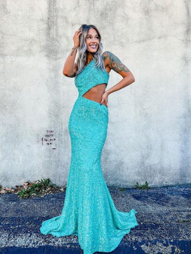 Velvet Sequin Mermaid Sweep Train Sleeveless Long Prom Dress / Evening Dress Cairns