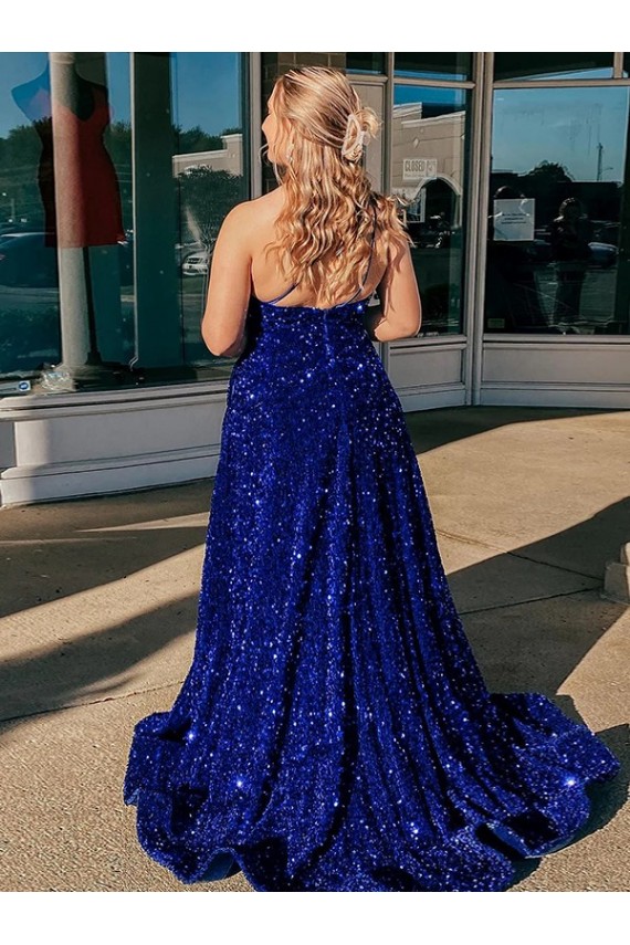 Velvet Sequin A-Line Sweep Train Sleeveless Prom Dress / Evening Dress Cairns