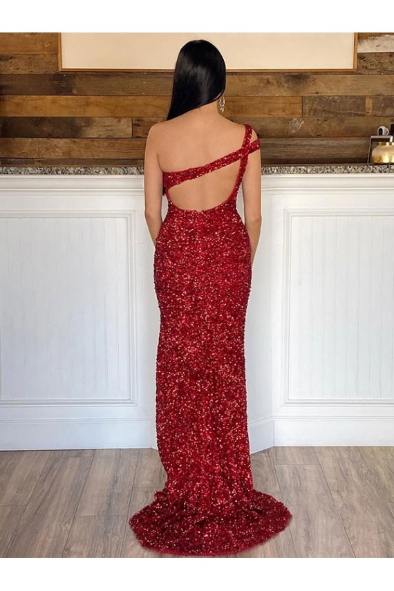 Velvet Sequin Sheath Sweep Train Sleeveless Long Prom Dress Cairns