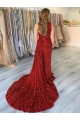 Velvet Sequin Sheath Court Train Sleeveless Prom Dress Cairns