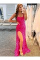 Velvet Sequin Sheath Sweep Train Sleeveless Spaghetti Straps Evening Dresses Cairns