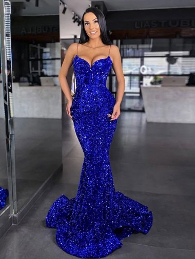 Velvet Sequin Mermaid Sleeveless Prom Dress / Evening Dress Cairns