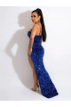 Velvet Sequin Sheath Sweep Train Sleeveless Spaghetti Straps Long Evening Dress Cairns