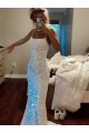 Velvet Sequin Sheath Sweep Train Sleeveless Spaghetti Straps Evening Dress Cairns
