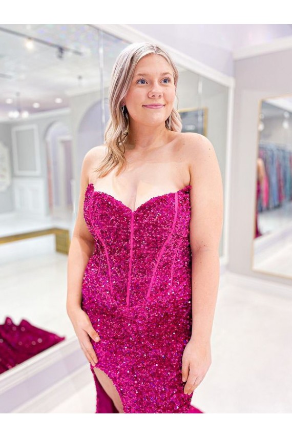 Velvet Sequin Sheath Sweep Train Sleeveless Sweetheart Prom Dress / Evening Dress Cairns