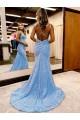 Velvet Sequin Sheath Sweep Train Sleeveless Long Prom Dress / Evening Dress Cairns