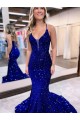 Velvet Sequin Mermaid Court Train Sleeveless Prom Dress Cairns