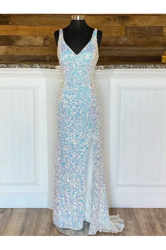 Velvet Sequin Sweep Train Sleeveless V-Neck Prom Dress / Evening Dress Cairns