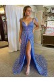 Velvet Sequin A-Line Court Train Sleeveless High Slit Prom Dress / Evening Dress Cairns