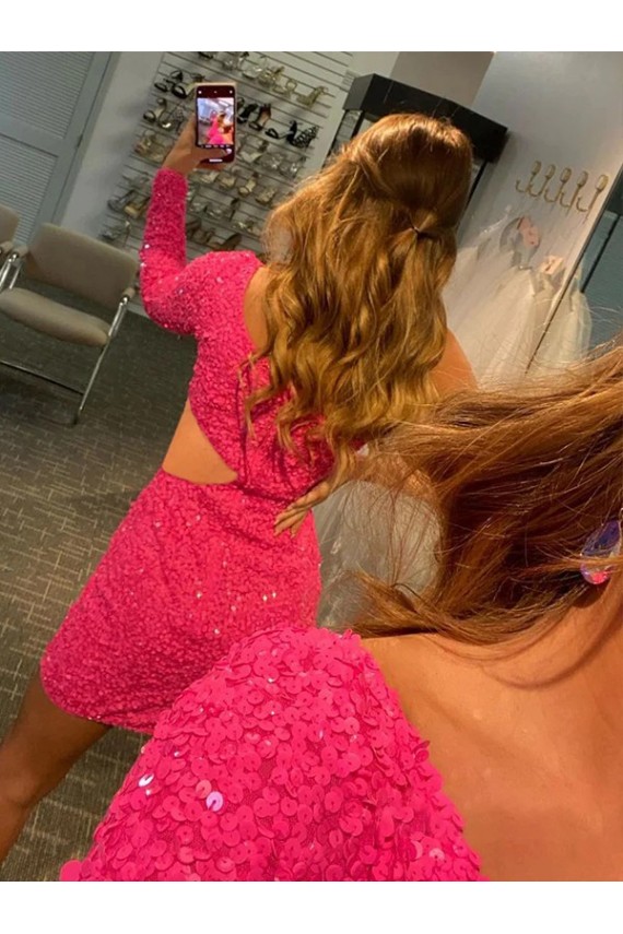 Velvet Sequin Sheath Short Long Sleeves Velvet Sequin Evening Gowns Cairns