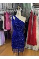 Velvet Sequin Sheath Short Sleeveless One Shoulder Prom Dress Cairns