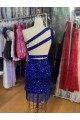 Velvet Sequin Sheath Short Sleeveless One Shoulder Prom Dress Cairns