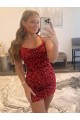Velvet Sequin Sheath Short Sleeveless Spaghetti Straps Prom Dress / Evening Dress Cairns