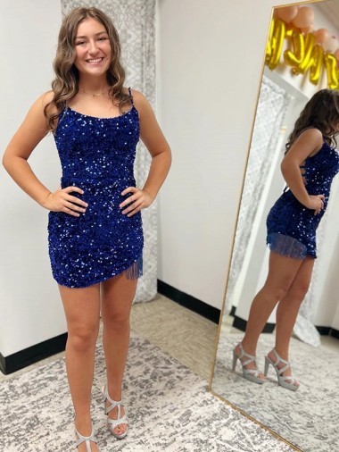 Velvet Sequin Sheath Short Sleeveless Spaghetti Straps Prom Dress Cairns