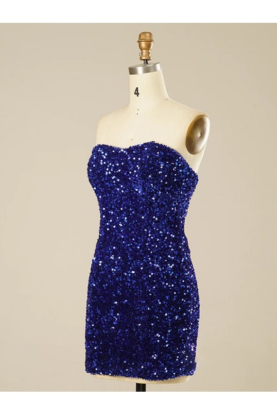 Velvet Sequin Sheath Short Sleeveless Sweetheart Prom Dress Cairns
