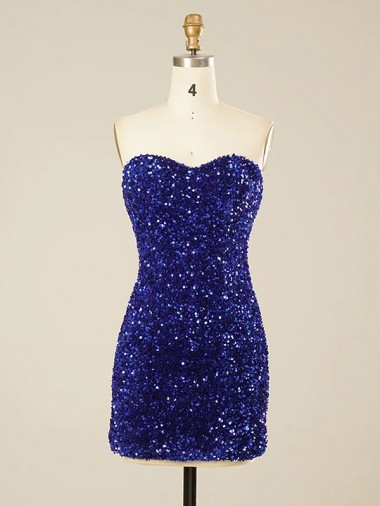 Velvet Sequin Sheath Short Sleeveless Sweetheart Prom Dress Cairns