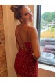 Velvet Sequin Sheath Short Sleeveless V-Neck Prom Dress / Evening Dress Cairns