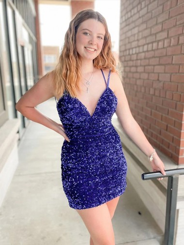 Velvet Sequin Sheath Short Sleeveless Velvet Sequin Cocktail Dress / Prom Dress Cairns