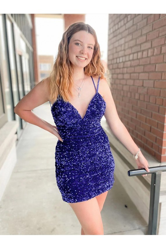 Velvet Sequin Sheath Short Sleeveless Velvet Sequin Cocktail Dress / Prom Dress Cairns