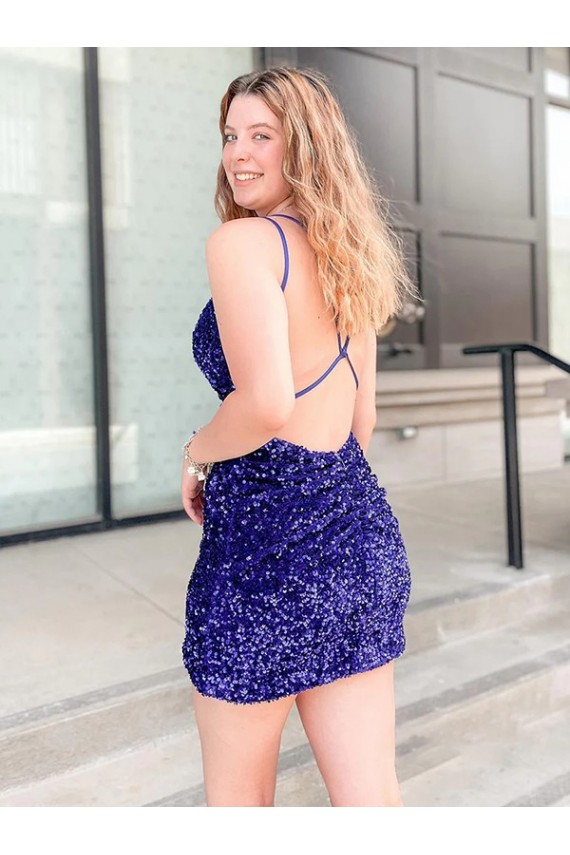 Velvet Sequin Sheath Short Sleeveless Velvet Sequin Cocktail Dress / Prom Dress Cairns