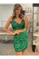Velvet Sequin Sheath Short Sleeveless V-Neck Formal Dress Cairns