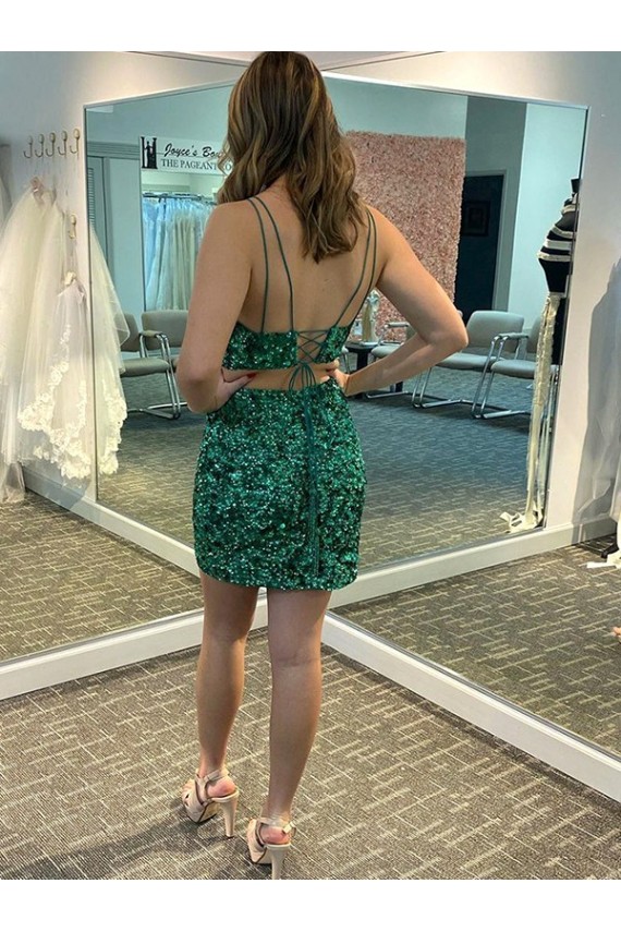 Velvet Sequin Sheath Short Sleeveless V-Neck Formal Dress Cairns