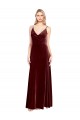 Stretch Velvet A-Line Long Sleeveless V-Back Black Tie Prom Dress / Bridesmaid Dress Cairns