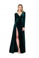 Stretch Velvet A-Line Sweep Train Long Sleeves Black Tie Evening Gown / Prom Dress / Bridesmaid Dress Cairns