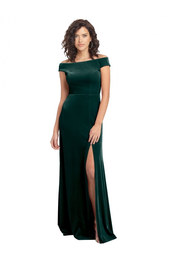 Stretch Velvet A-Line Long Cap Sleeves Formal Evening Gown / Prom Dress / Bridesmaid Dress Cairns