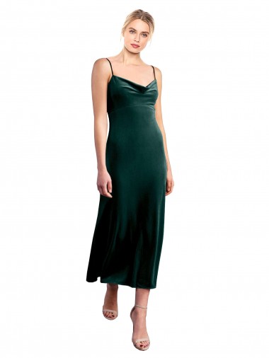 Stretch Velvet A-Line Midi Length Sleeveless Low Back Prom Dress / Bridesmaid Dress Cairns