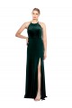Stretch Velvet A-Line Long Sleeveless Keyhole Back Side Slit Prom Dresses Cairns