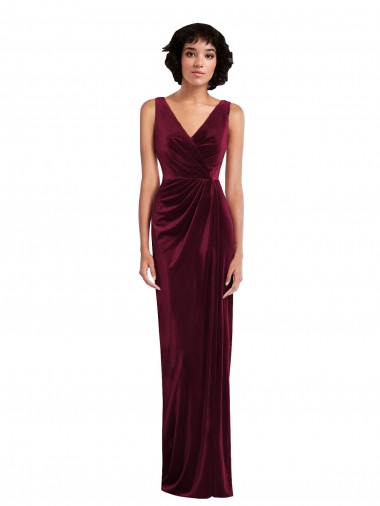 Stretch Velvet Sheath Long Sleeveless Burgundy Prom Dresses Cairns