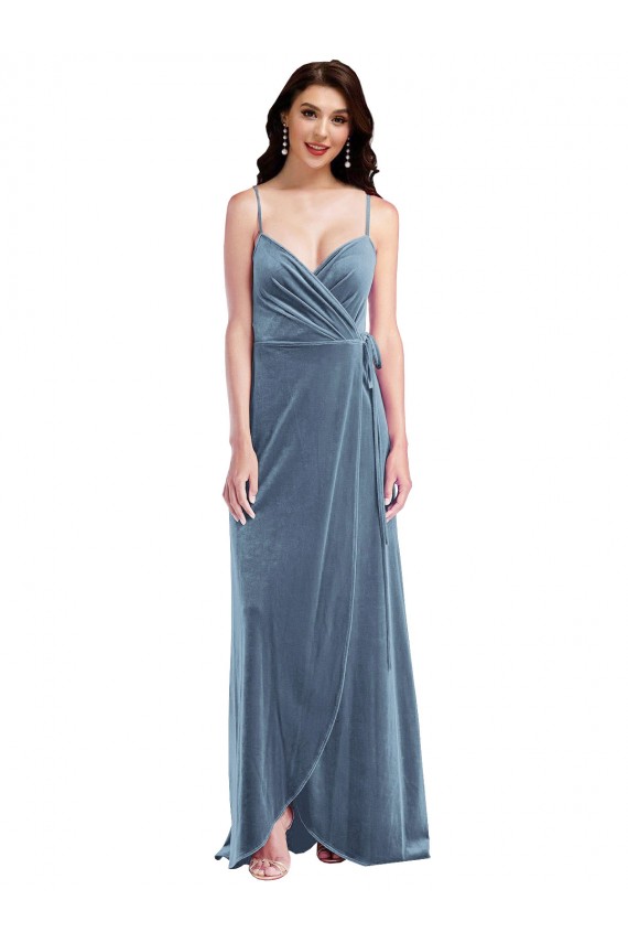 Stretch Velvet A-Line Long Sleeveless Low Back Semi Formal Evening Dress / Prom Dress / Bridesmaid Dress Cairns
