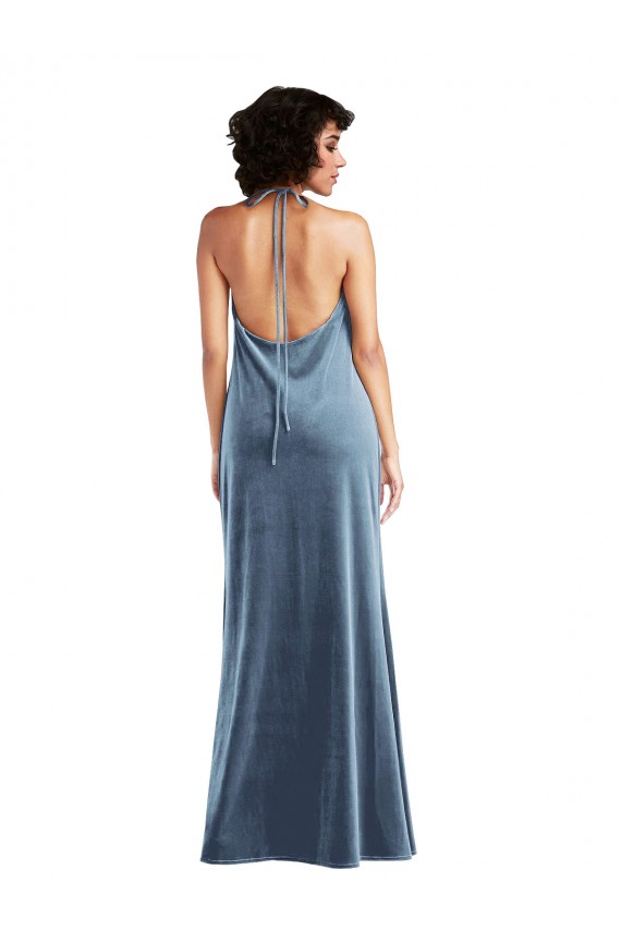 Stretch Velvet Sheath Long Sleeveless V-Back Bridesmaid Dress / Evening Dress Cairns