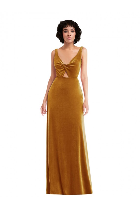 Stretch Velvet Trumpet Long Sleeveless V-Back Semi Formal Evening Dress / Prom Dress / Bridesmaid Dress Cairns