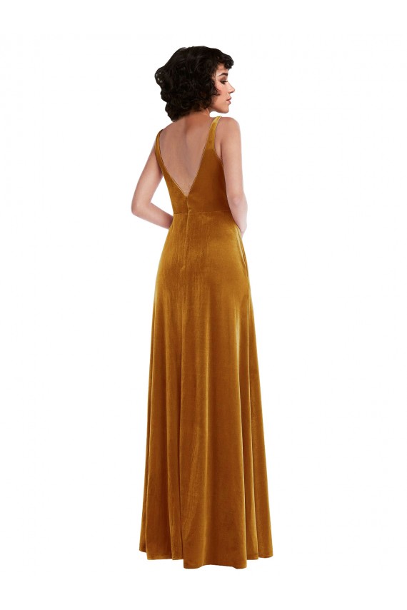 Stretch Velvet Trumpet Long Sleeveless V-Back Semi Formal Evening Dress / Prom Dress / Bridesmaid Dress Cairns