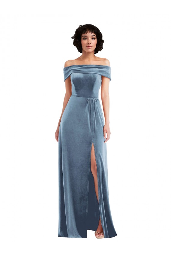 Stretch Velvet A-Line Long Sleeveless Semi Formal Evening Dress / Prom Dress / Bridesmaid Dress Cairns