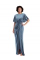 Stretch Velvet Sheath Long Flutter Sleeves Open Back Semi Formal Evening Dress / Prom Dress / Bridesmaid Dress Cairns