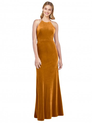 Stretch Velvet A-Line Long Sleeveless Criss Cross Open Back Formal Evening Gown / Prom Dress / Bridesmaid Dress Cairns