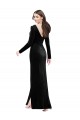 Stretch Velvet Column Long Long Sleeves V-Back Formal Evening Gown / Prom Dress / Bridesmaid Dress Cairns