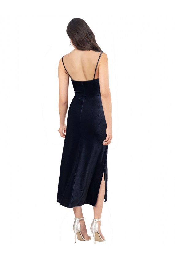 Stretch Velvet Column Midi Length Sleeveless Low Back Formal Evening Gown / Prom Dress / Bridesmaid Dress Cairns