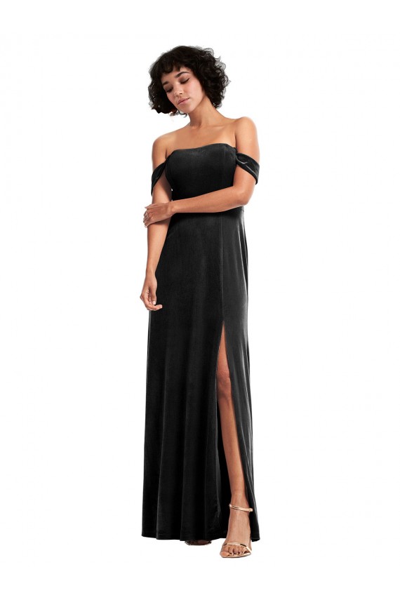 Stretch Velvet A-Line Sleeveless Black Formal Evening Gown / Prom Dress / Bridesmaid Dress Cairns