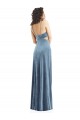 Stretch Velvet Sheath Long Sleeveless Low Back Dusty Blue Prom Dresses Cairns