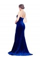 Stretch Velvet Mermaid Sweep Train Sleeveless Low Back Front Slit Prom Dresses Cairns