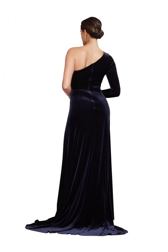 Stretch Velvet A-Line Sweep Train Long Sleeves Formal Evening Gown / Prom Dress / Bridesmaid Dress Cairns