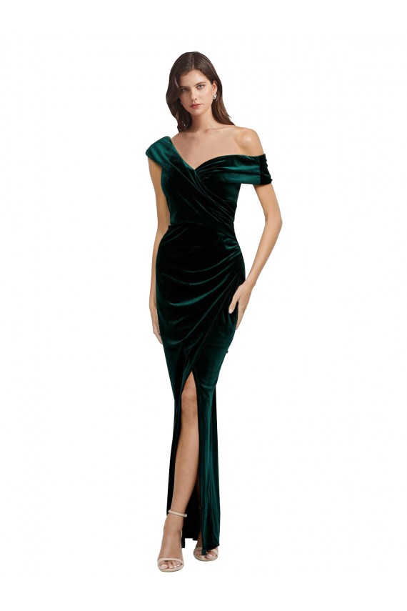 Stretch Velvet Sheath Long Sleeveless High Low Evening Gown / Prom Dress / Bridesmaid Dress Cairns